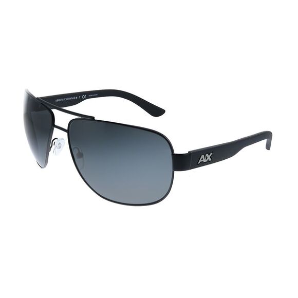 Armani Exchange AX 2012S 606387 Matte Black Metal Aviator Sunglasses Grey Lens